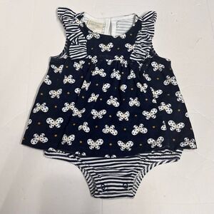 First Impressions Navy Blue And White One Piece   Size 3-6 Months